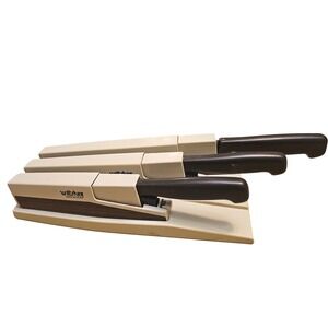 Vintage Wiltshire Staysharp 3 Piece Knife Set Self Sharpening Wall Mount Cream